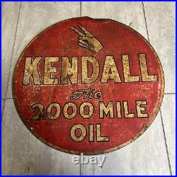 Vintage Kendall The 2000 Mile Oil Sign Patina Double Sided 24 Advertising