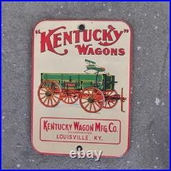 Vintage Kentucky Wagons Ky Old Us Gasoline Oil Gas Pump Enamel Porcelain Sign