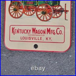 Vintage Kentucky Wagons Ky Old Us Gasoline Oil Gas Pump Enamel Porcelain Sign