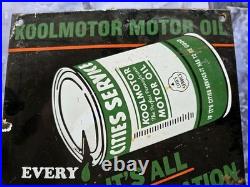 Vintage Koolmotor Motor Lubrication Porcelain Sign 10×9