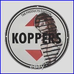 Vintage Koppers 1955 Oil Porcelain Gas Pump Sign