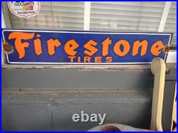 Vintage Large Firestone Tires Auto Advertising Porcelain Service Sign Gas Oil