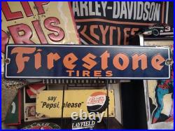 Vintage Large Firestone Tires Auto Advertising Porcelain Service Sign Gas Oil Vintage Large Firestone Tires Auto Advertising Porcelain Service Sign Gas Oil