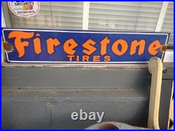 Vintage Large Firestone Tires Auto Advertising Porcelain Service Sign Gas Oil