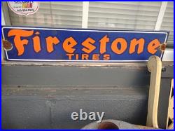 Vintage Large Firestone Tires Auto Advertising Porcelain Service Sign Gas Oil