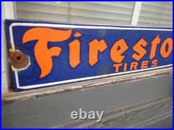 Vintage Large Firestone Tires Auto Advertising Porcelain Service Sign Gas Oil
