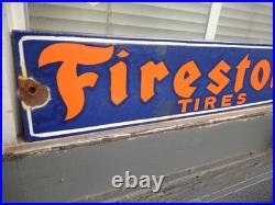 Vintage Large Firestone Tires Auto Advertising Porcelain Service Sign Gas Oil