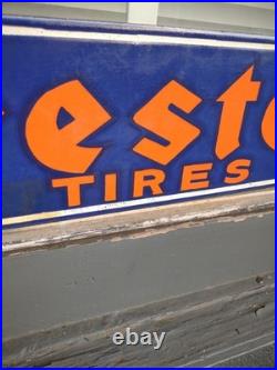 Vintage Large Firestone Tires Auto Advertising Porcelain Service Sign Gas Oil