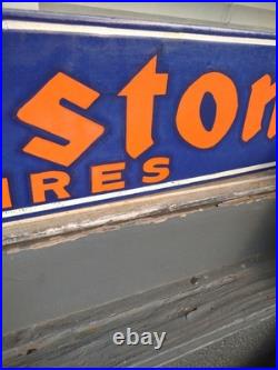 Vintage Large Firestone Tires Auto Advertising Porcelain Service Sign Gas Oil