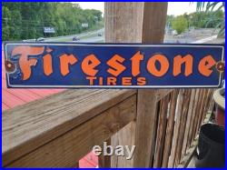 Vintage Large Firestone Tires Auto Advertising Porcelain Service Sign Gas Oil