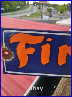Vintage Large Firestone Tires Auto Advertising Porcelain Service Sign Gas Oil