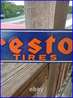 Vintage Large Firestone Tires Auto Advertising Porcelain Service Sign Gas Oil