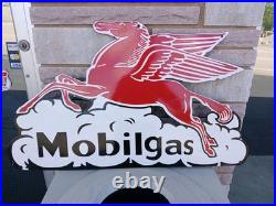 Vintage Large Mobil Mobilgas Pegasus Gasoline Service Station 3FT Porcelain Sign
