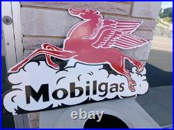 Vintage Large Mobil Mobilgas Pegasus Gasoline Service Station 3FT Porcelain Sign