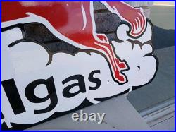 Vintage Large Mobil Mobilgas Pegasus Gasoline Service Station 3FT Porcelain Sign