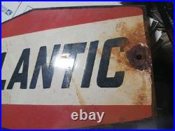 Vintage Large Porcelain Metal Atlantic Gas Oil Pump Plate Advertising Sign