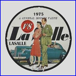 Vintage Lasalle Motors 1975 Oil Porcelain Gas Pump Sign