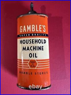 Vintage Lead Top Oval Gambles Household Machine Oil Handy Oiler Can Empty