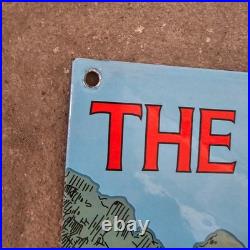 Vintage Leading Line Shell Old Us Gasoline Oil Gas Pump Enamel Porcelain Sign