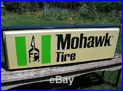 Vintage Lighted Mohawk Tire Two Sided Advertising Sign Oil Gas Service Station