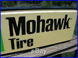 Vintage Lighted Mohawk Tire Two Sided Advertising Sign Oil Gas Service Station