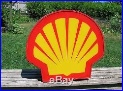 Vintage Lighted Shell Gasoline Advertising Sign Oil Gas Service Station Mechanic