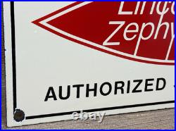 Vintage Lincoln Zephyr Porcelain Sign Dealership Motor Oil Sales Service V-12
