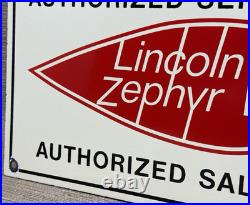 Vintage Lincoln Zephyr Porcelain Sign Dealership Motor Oil Sales Service V-12