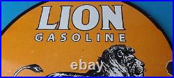 Vintage Lion Gasoline Porcelain Sign Gas Pump Sign