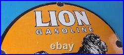 Vintage Lion Gasoline Porcelain Sign Gas Pump Sign