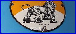 Vintage Lion Gasoline Porcelain Sign Gas Pump Sign