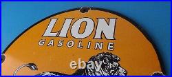 Vintage Lion Gasoline Porcelain Sign Gas Pump Sign