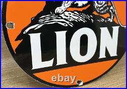 Vintage Lion Gasoline Porcelain Sign Gas Station Pump Plate Motor Oil Lubester Vintage Lion Gasoline Porcelain Sign Gas Station Pump Plate Motor Oil Lubester