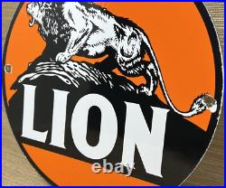 Vintage Lion Gasoline Porcelain Sign Gas Station Pump Plate Motor Oil Lubester Vintage Lion Gasoline Porcelain Sign Gas Station Pump Plate Motor Oil Lubester
