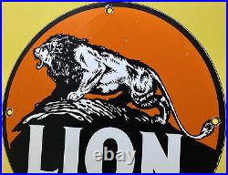 Vintage Lion Gasoline Porcelain Sign Texas Motor Oil Gas Station Pump Plate