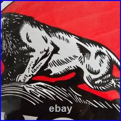 Vintage Lion Red Black Old Us Gasoline Oil Gas Pump Enamel Porcelain Sign