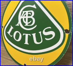 Vintage Lotus Porcelain Dealership Sign Italy Lamborghini Gas Oil Enzo Ferrari