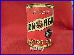 Vintage METAL Oil Can Lion Head Gilmore Oil EMPTY RARE! MONARCH OF OIL NICE