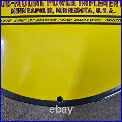 Vintage MM Yellow Moline Old Us Gasoline Oil Gas Pump Enamel Porcelain Sign
