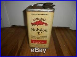 Vintage MOBIL MOBILOIL E FOR FORD Gas Station Tin Advertising Motor Oil Can