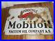 Vintage MOBILOIL MOBIL GARGOYLE GAS OIL Advertising Porcelain FLANGE SIGN