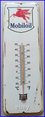 Vintage MOBILOIL Pegasus Thermometer merchandise Sign Non Porcelain