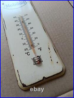 Vintage MOBILOIL Pegasus Thermometer merchandise Sign Non Porcelain
