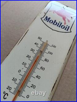 Vintage MOBILOIL Pegasus Thermometer merchandise Sign Non Porcelain
