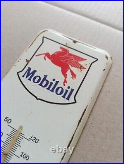 Vintage MOBILOIL Pegasus Thermometer merchandise Sign Non Porcelain