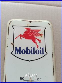 Vintage MOBILOIL Pegasus Thermometer merchandise Sign Non Porcelain