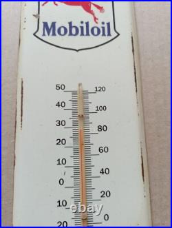 Vintage MOBILOIL Pegasus Thermometer merchandise Sign Non Porcelain