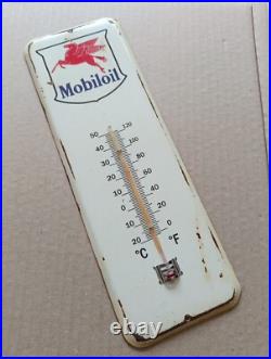 Vintage MOBILOIL Pegasus Thermometer merchandise Sign Non Porcelain