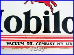Vintage MOBILOIL Vacuum Oil Company Pty Ltd PETROL PORCELAIN ADVERTISING SIGN