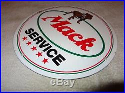 Vintage Mack Truck Service 11 3/4 Porcelain Metal Gasoline & Oil Sign Bulldog
